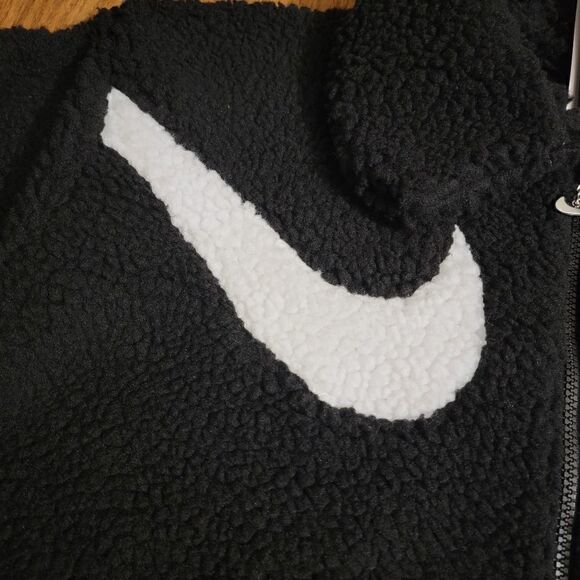 Nike Sportswear Swoosh Teddy Sherpa Jacket Black White Dunk Low Quilt Size M New - Picture 6 of 17